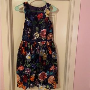Navy girls floral dress